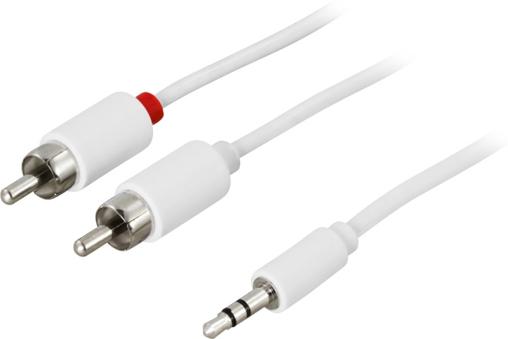 DELTACO Ljudkabel 3,5mm ha - 2xRCA ha 0,5m, vit (MM-138B) i gruppen HEMELEKTRONIK / Kablar & Adaptrar / RCA-kablar & adaptrar / Kablar hos TP E-commerce Nordic AB (38-16690)