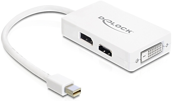 DeLOCK Mini DisplayPort till DVI/HDMI/DisplayPort, 0,1, vit (61768) i gruppen HEMELEKTRONIK / Kablar & Adaptrar / HDMI / Adaptrar hos TP E-commerce Nordic AB (38-16717)