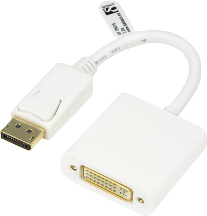 DELTACO DisplayPort till DVI-D singlelink adapter, 0,17m, ha - ho, vit i gruppen DATORER & KRINGUTRUSTNING / Datorkablar / DisplayPort / Adaptrar hos TP E-commerce Nordic AB (38-16749)