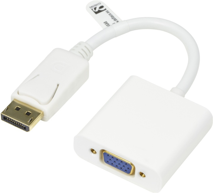 DELTACO DisplayPort till VGA 20-p ha - 15-p ho, 0,2m, vit (DP-VGA8) i gruppen DATORER & KRINGUTRUSTNING / Datorkablar / DisplayPort / Adaptrar hos TP E-commerce Nordic AB (38-16787)