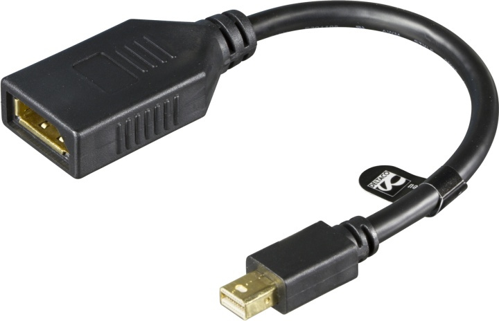 DELTACO Mini DisplayPort ha till DisplayPort ho, 0,15m, svart (MDP-DP1) i gruppen DATORER & KRINGUTRUSTNING / Datorkablar / DisplayPort / Adaptrar hos TP E-commerce Nordic AB (38-16797)