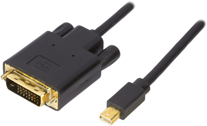 DELTACO mini DisplayPort till DVI-D kabel, ha-ha, 1m, svart (DP-DVI102) i gruppen DATORER & KRINGUTRUSTNING / Datorkablar / DisplayPort / Kablar hos Teknikproffset Nordic AB (38-16807)