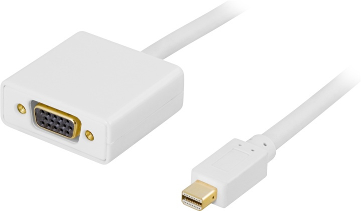 DELTACO mini DisplayPort till VGA(HD15) kabel, ha-ho, 1m, vit (DP-VGA100) i gruppen DATORER & KRINGUTRUSTNING / Datorkablar / DisplayPort / Kablar hos TP E-commerce Nordic AB (38-16850)