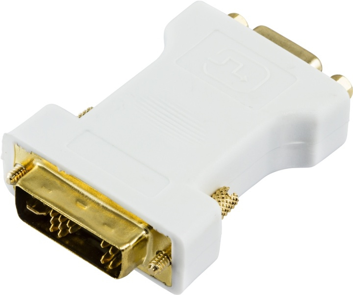 DELTACO DVI adapter analog DVI - analog VGA, ha - ho, vit (DVI-4A) i gruppen DATORER & KRINGUTRUSTNING / Datorkablar / DVI / Adaptrar hos TP E-commerce Nordic AB (38-16866)