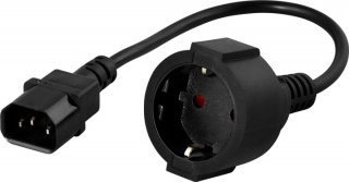DELTACO apparatadapter, IEC C14 hane till CEE 7/4 (Schuko) hona, 0,2m (DEL-109P)