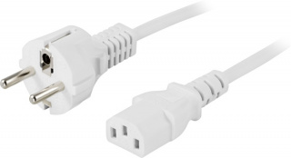 DELTACO apparatkabel, PC vägg, rak CEE 7/7 - rak IEC C13, 3m, vit (DEL-110MV)