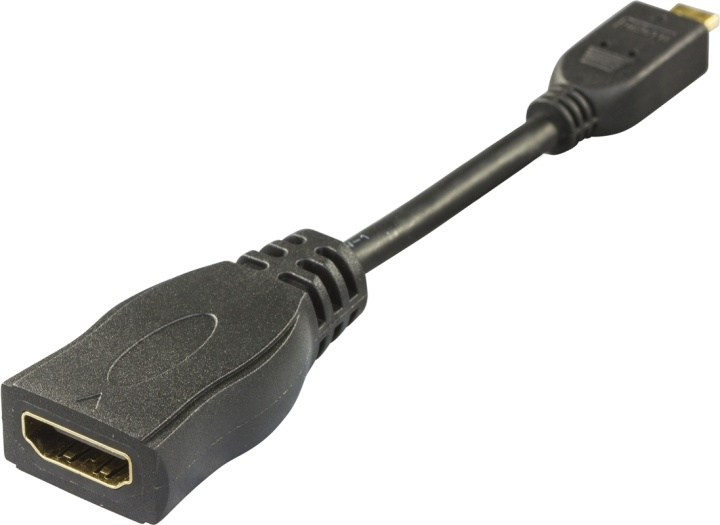DELTACO HDMI High Speed adapter, Micro HDMI ha - HDMI ho, 0,1m, svart (HDMI-24B) i gruppen HEMELEKTRONIK / Kablar & Adaptrar / HDMI / Adaptrar hos TP E-commerce Nordic AB (38-17369)