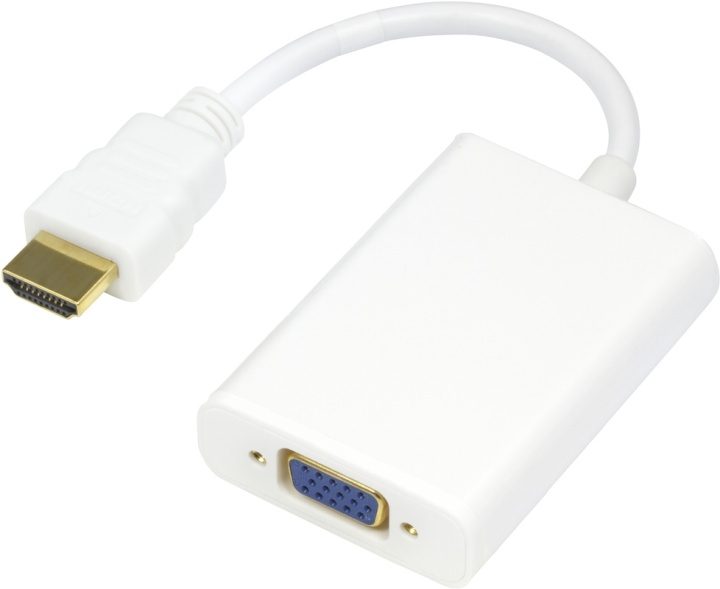 DELTACO HDMI till VGA-adapter, 19-pin ha - 15-pin+3,5mm, 0,2m, vit (HDMI-VGA8) i gruppen HEMELEKTRONIK / Kablar & Adaptrar / HDMI / Adaptrar hos TP E-commerce Nordic AB (38-17384)