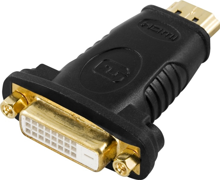DELTACO HDMI-adapter, HDMI 19-pin hane till DVI-D hona, guldpläterad (HDMI-10) i gruppen HEMELEKTRONIK / Kablar & Adaptrar / HDMI / Adaptrar hos Teknikproffset Nordic AB (38-17390)