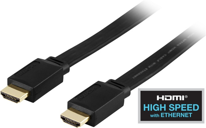 DELTACO HDMI-kabel, v1.4+Ethernet, 19-pin ha-ha, 1080p, flatsvart 0,5m i gruppen HEMELEKTRONIK / Kablar & Adaptrar / HDMI / Kablar hos TP E-commerce Nordic AB (38-17449)