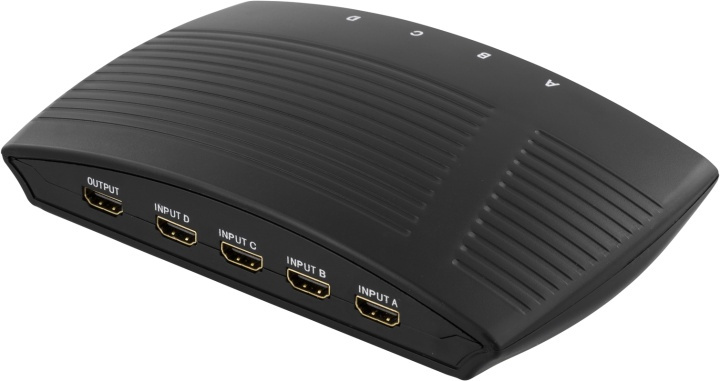 DELTACO manuell HDMI-switch, 4 ingångar till en utgång, 19-pin hona (HDMI-206) i gruppen DATORER & KRINGUTRUSTNING / Datorkablar / Switchar & Splittrar hos TP E-commerce Nordic AB (38-17501)