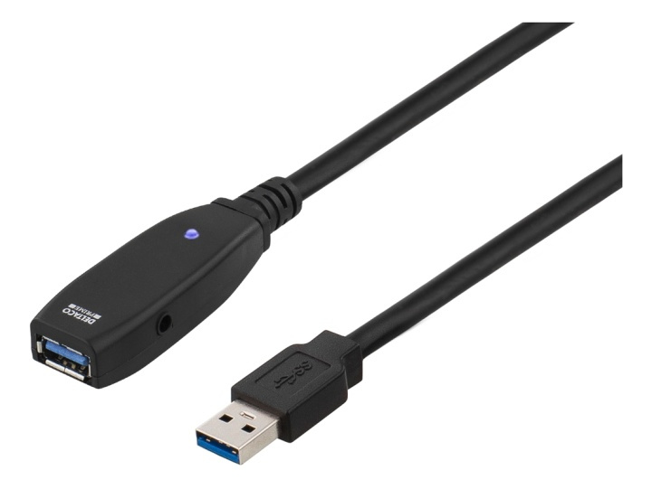 DELTACO PRIME aktiv USB 3.0-förlängningskabel, Typ A ha - ho, 2m, blå i gruppen DATORER & KRINGUTRUSTNING / Datorkablar / USB-kablar / USB-A / Kablar hos TP E-commerce Nordic AB (38-18022)