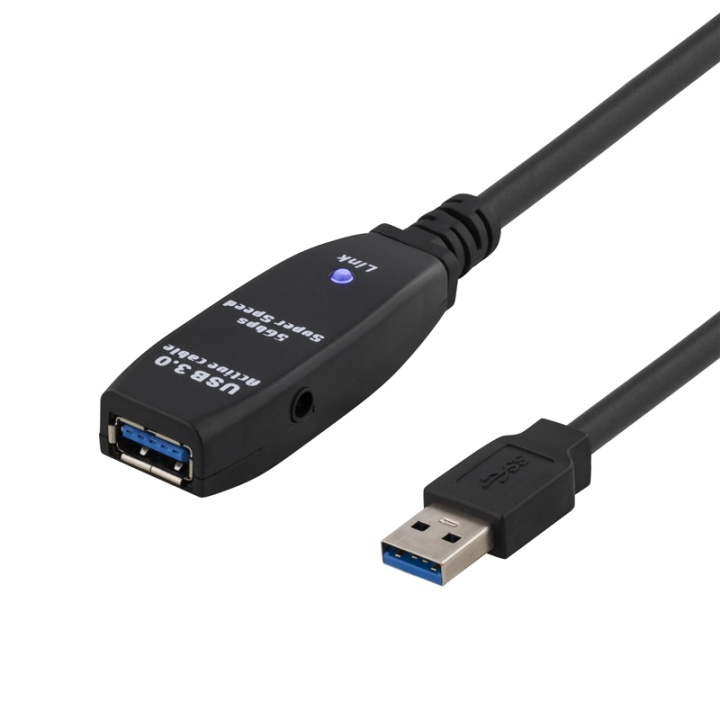 DELTACO PRIME aktiv USB 3.0-förlängningskabel, Typ A ha - ho, 3m, blå i gruppen DATORER & KRINGUTRUSTNING / Datorkablar / USB-kablar / USB-A / Kablar hos TP E-commerce Nordic AB (38-18023)