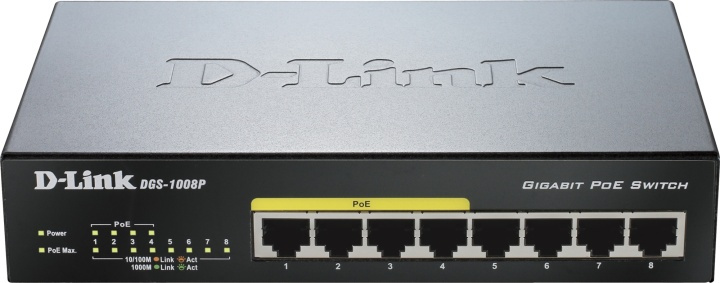 D-Link 8-port 10/100/1000 Desktop Switch w/ 4 PoE Ports (DGS-1008P) i gruppen DATORER & KRINGUTRUSTNING / Nätverk / Switchar / 10/100/1000Mbps hos TP E-commerce Nordic AB (38-18449)
