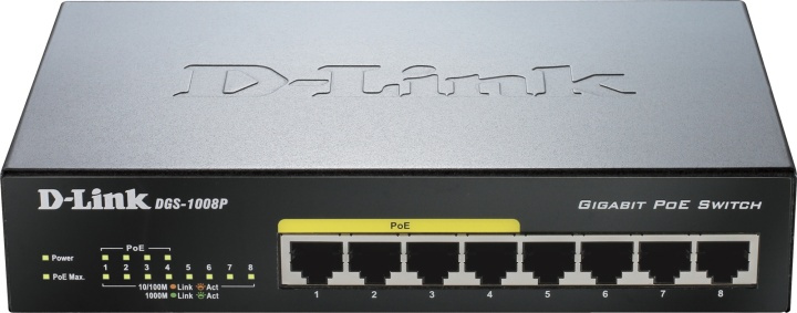 D-Link 8-port 10/100/1000 Desktop Switch w/ 4 PoE Ports (DGS-1008P) i gruppen DATORER & KRINGUTRUSTNING / Nätverk / Switchar hos TP E-commerce Nordic AB (38-18449)