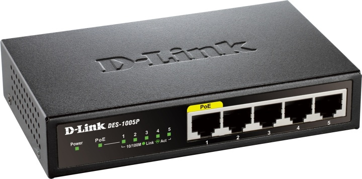 D-Link 5-Port Fast Ethernet PoE Desktop Switch (DES-1005P) i gruppen DATORER & KRINGUTRUSTNING / Nätverk / Switchar / 10/100Mbps hos TP E-commerce Nordic AB (38-18482)