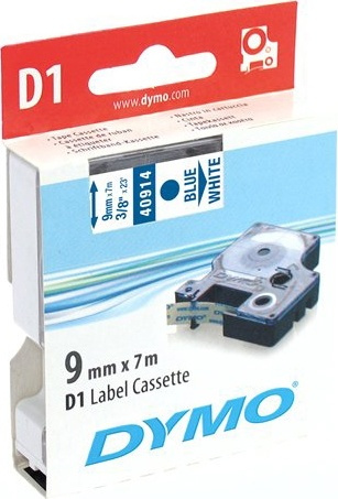 DYMO D1 märktejp standard 9mm, blått på vitt, 7m rulle (40914) i gruppen DATORER & KRINGUTRUSTNING / Skrivare & Tillbehör / Skrivare / Märkmaskiner & Tillbehör / Tejp hos TP E-commerce Nordic AB (38-18574)