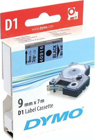 DYMO D1 märktejp standard 9mm, svart på blått, 7m rulle (40916) i gruppen DATORER & KRINGUTRUSTNING / Skrivare & Tillbehör / Skrivare / Märkmaskiner & Tillbehör / Tejp hos TP E-commerce Nordic AB (38-18575)