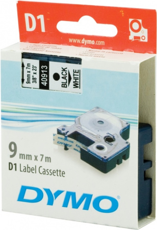 DYMO D1 märktejp standard 9mm, svart på vitt, 7m rulle (S0720680)