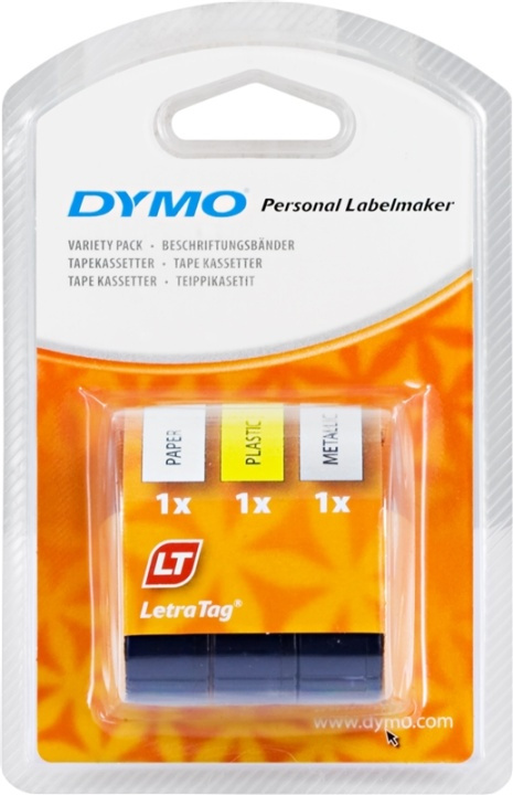 DYMO LetraTAG plasttejp, 3-pack gul/silver/vit, 12mm, 4m (91241) | DATORER & KRINGUTRUSTNING - Skrivare & Tillbehör - Skrivare - Märkmaskiner & Tillbehör - Tejp | GameStuff