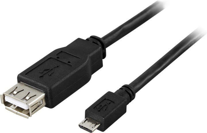 DELTACO USB-adapter Typ A ho - Typ Micro-B ha, 0,2m, OTG, svart (USB-73) i gruppen DATORER & KRINGUTRUSTNING / Datorkablar / USB-kablar / Micro-USB / Adaptrar hos TP E-commerce Nordic AB (38-18989)