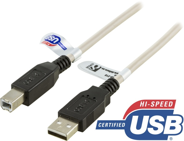 DELTACO USB 2.0 kabel Typ A hane - Typ B hane 1m (USB-210) i gruppen DATORER & KRINGUTRUSTNING / Datorkablar / USB-kablar / USB-A / Kablar hos TP E-commerce Nordic AB (38-19080)