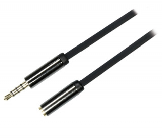 DELTACO ljudkabel, 3,5mm rak hane till 3,5mm hona, 4-pin, 0,5m, svart (AUD-150)