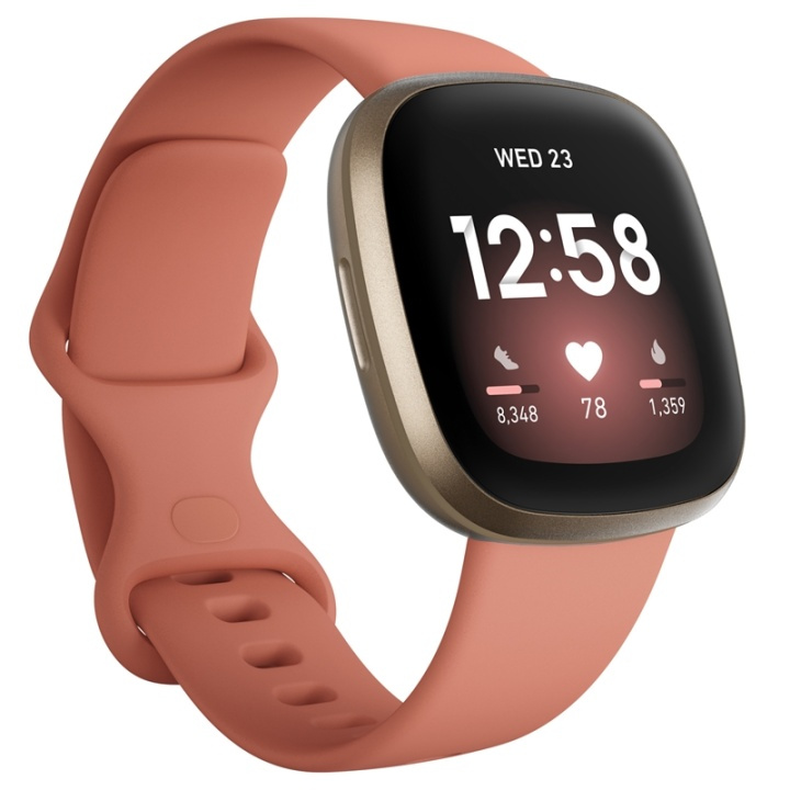 Fitbit Versa 3, Pink Clay/Soft Gold i gruppen SPORT, FRITID & HOBBY / Smartwatch & Aktivitetsarmband / Smartwatches hos TP E-commerce Nordic AB (38-19872)