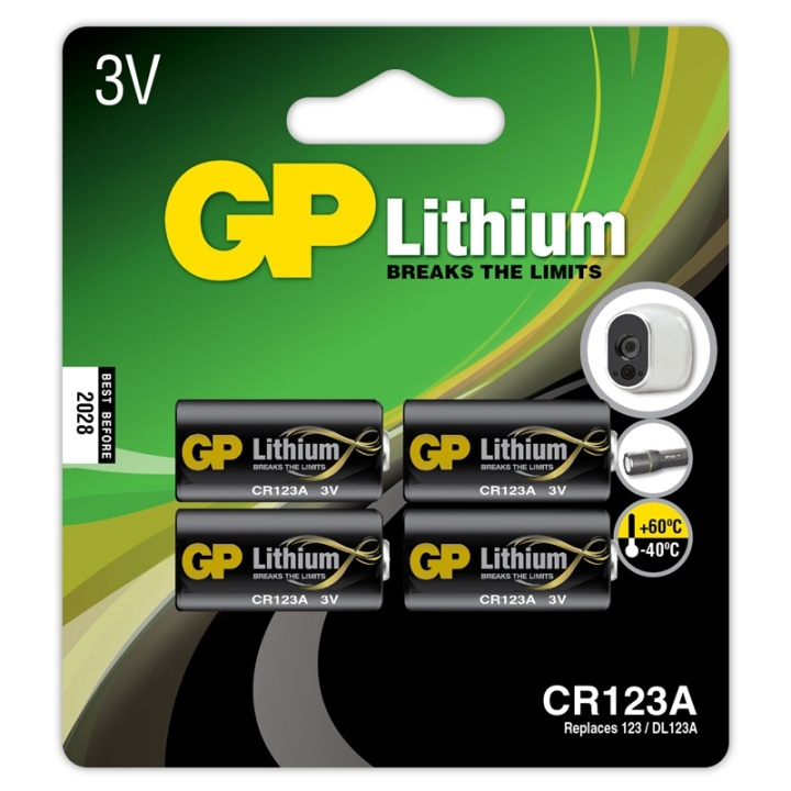 GP CR123A Lithiumbatteri 4-pack i gruppen HEMELEKTRONIK / Batterier & Laddare / Batterier / Knappcell hos TP E-commerce Nordic AB (38-20689)