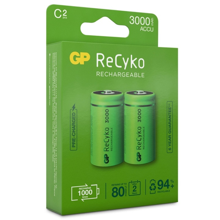GP ReCyko Laddningsbara C-batteri i gruppen HEMELEKTRONIK / Batterier & Laddare / Laddningsbara batterier hos TP E-commerce Nordic AB (38-20697)