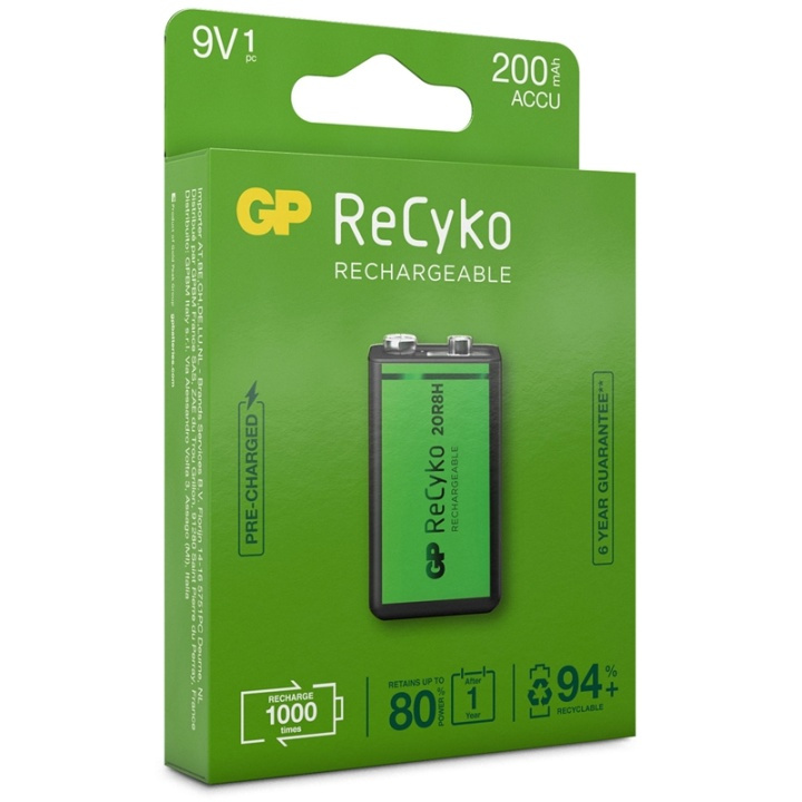 GP ReCyko Laddningsbart 9V-batter i gruppen HEMELEKTRONIK / Batterier & Laddare / Batterier / Övriga hos TP E-commerce Nordic AB (38-20705)