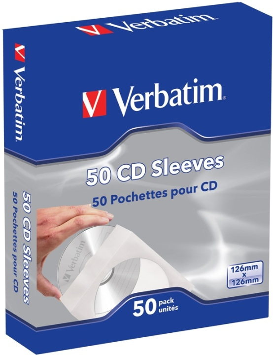 Verbatim pappersficka för CD/DVD-skivor, vit/transparent, 50-pack i gruppen HEMELEKTRONIK / Lagringsmedia / CD/DVD/BD-skivor / CD/DVD förvaring hos TP E-commerce Nordic AB (38-22490)