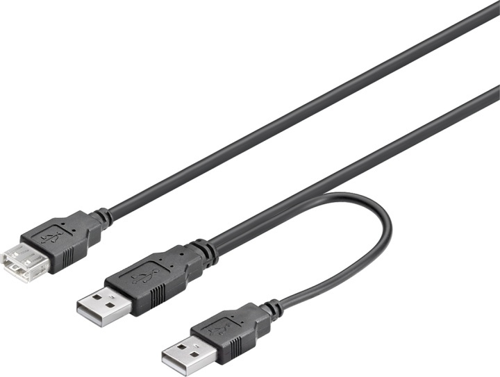 USB-strömkabel, Y-kabel, 2xTyp A hane till 1xTyp A hona, 0,3 m (USB2-16) i gruppen DATORER & KRINGUTRUSTNING / Datorkablar / USB-kablar / USB-A / Adaptrar hos TP E-commerce Nordic AB (38-23136)