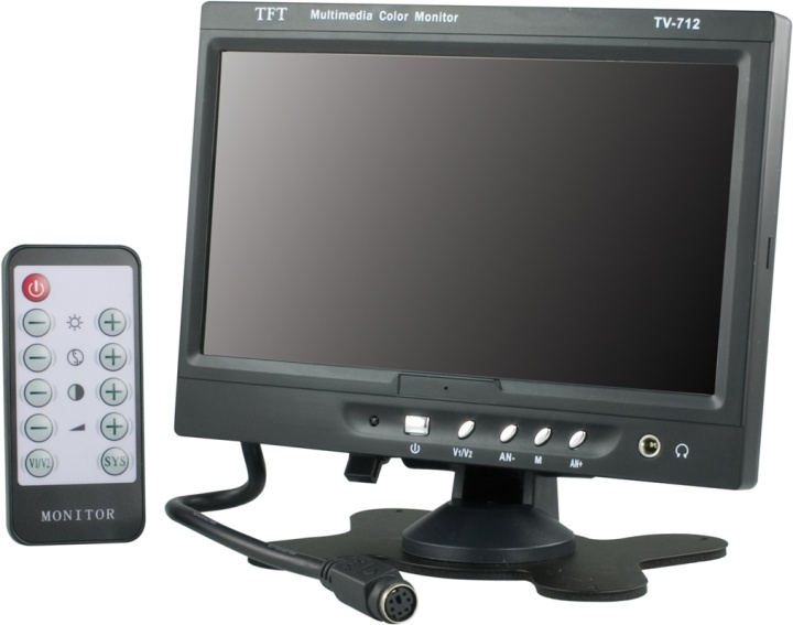 7 TFT-färgskärm med fjärrkontroll & högtalare, 12V/230V (TM7003A) i gruppen BIL / Biltillbehör / 12V-skärmar hos Teknikproffset Nordic AB (38-23207)