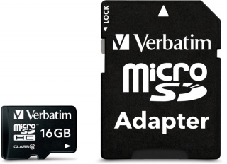Verbatim microSDHC, 16GB, Class 10, inkl adapter (44082)