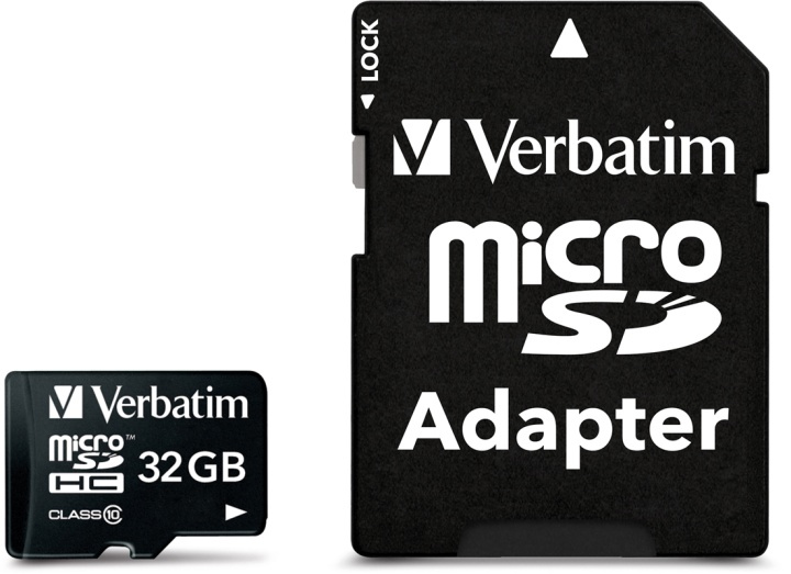 Verbatim microSDHC, 32GB, Class 10, inkl adapter (44083) i gruppen HEMELEKTRONIK / Lagringsmedia / Minneskort / Micro SD/HC/XC hos TP E-commerce Nordic AB (38-23464)
