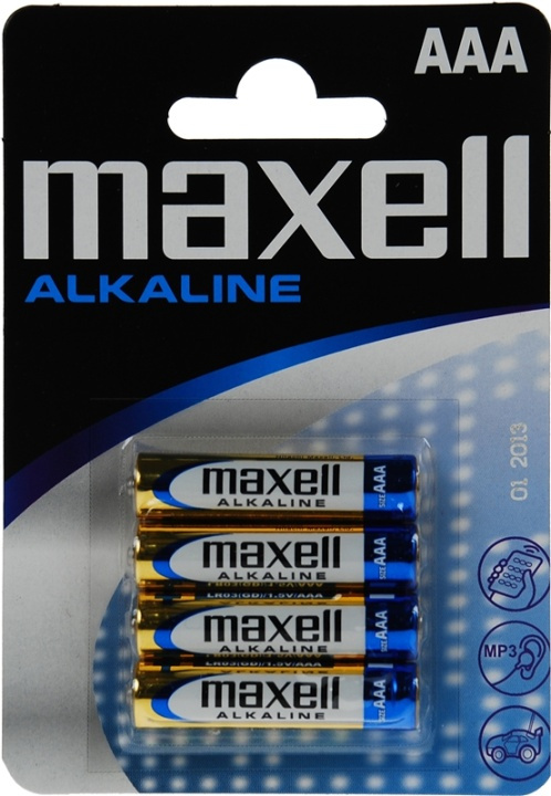 Maxell batterier, AAA (LR03), Alkaline, 1,5V, 4-pack i gruppen HEMELEKTRONIK / Batterier & Laddare / Batterier / AAA hos TP E-commerce Nordic AB (38-23566)