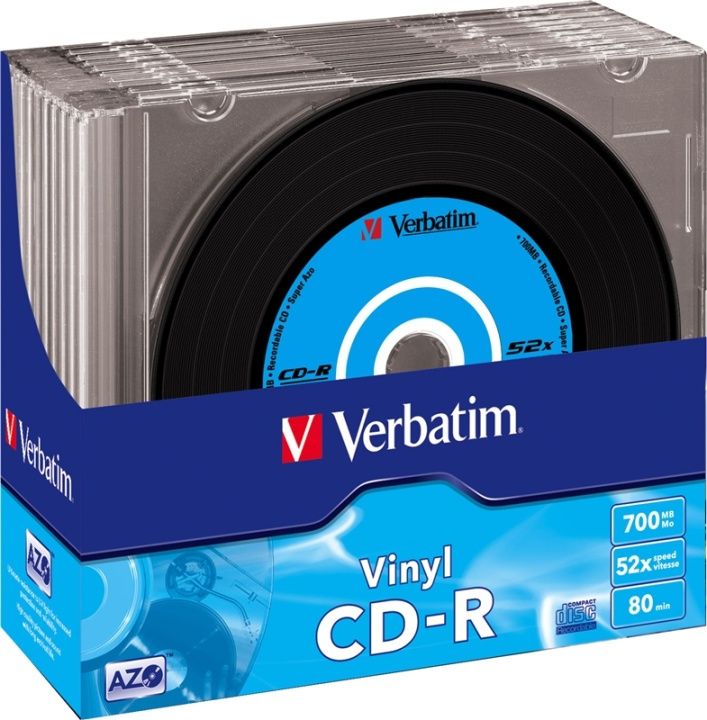 Verbatim CD-R, 52x, 700 MB/80 min, 10-pack slimcase, vinyl (43426) i gruppen HEMELEKTRONIK / Lagringsmedia / CD/DVD/BD-skivor / CD-R hos TP E-commerce Nordic AB (38-23630)