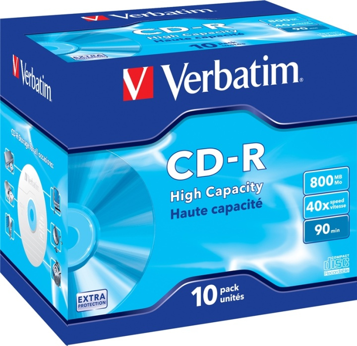Verbatim CD-R, 40x, 800 MB/90 min, 10-pack, jewel case (43428) i gruppen HEMELEKTRONIK / Lagringsmedia / CD/DVD/BD-skivor / CD-R hos TP E-commerce Nordic AB (38-23631)