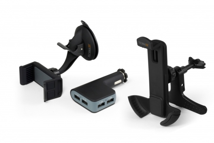 Technaxx Bilhållare för smartphones + Billaddare med 4x USB-port (TE08) i gruppen BIL / Bilhållare / Bilhållare Smartphone hos TP E-commerce Nordic AB (38-25247)