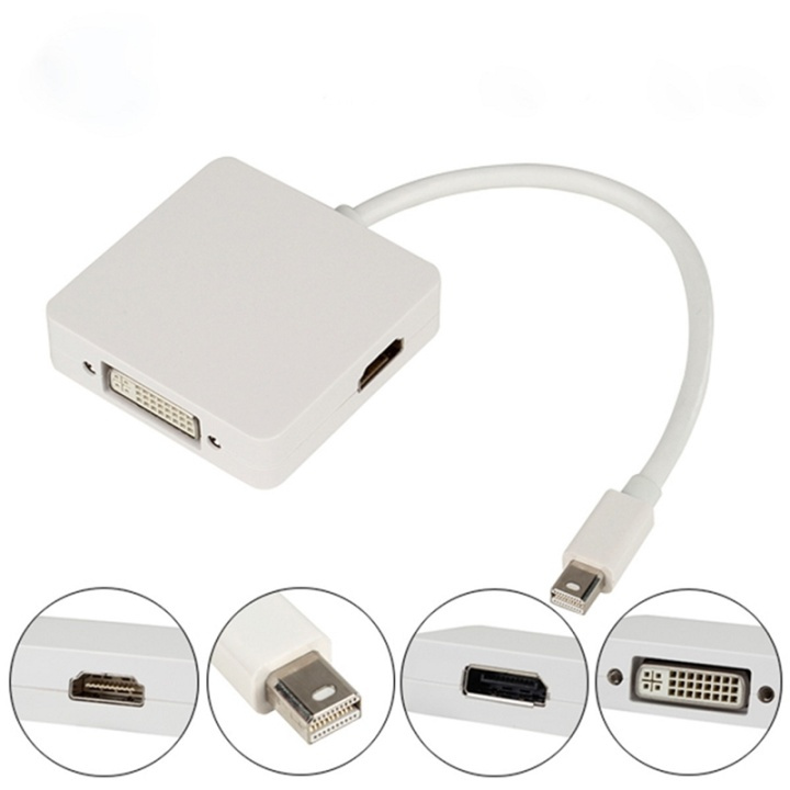 3 i 1 Thunderbolt Mini Display Port till DVI HDMI Dp Adapter i gruppen DATORER & KRINGUTRUSTNING / Datorkablar / Apple Thunderbolt hos TP E-commerce Nordic AB (38-26750)