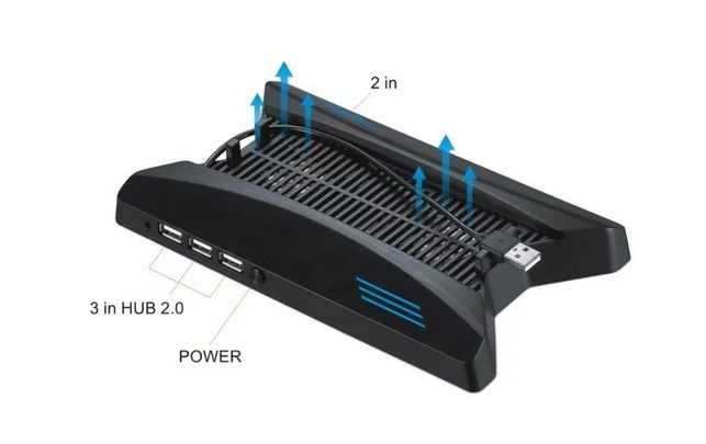 Vertikalt stativ med kylfläktar, USB-hub, Playstation 4 Pro i gruppen HEMELEKTRONIK / Spelkonsoler & Tillbehör / Sony PlayStation 4 / Tillbehör hos TP E-commerce Nordic AB (38-27129)