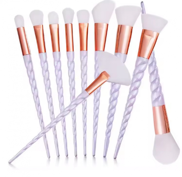 Professionella skonsamma sminkborstar 10-Pack, Unicorn Lila i gruppen SKÖNHET & HÄLSA / Makeup / Verktyg & Sminkset / Borstar & Penslar hos TP E-commerce Nordic AB (38-28412)