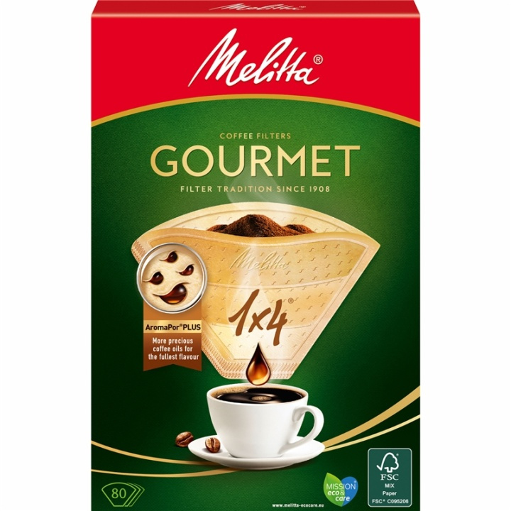 Melitta Kaffefilter Gourmet 1X4 Oblekt i gruppen HEM, HUSHÅLL & TRÄDGÅRD / Hushållsmaskiner / Kaffemaskiner & Tillbehör / Filter & Tillbehör hos TP E-commerce Nordic AB (38-28855)