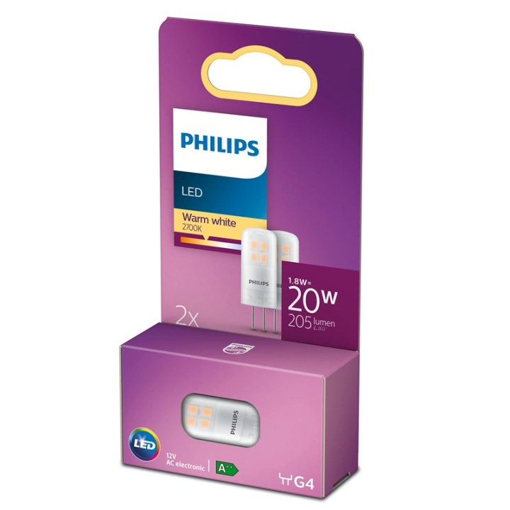 Philips 2-pack LED G4 Kapsel 20W 12V 2 i gruppen HEMELEKTRONIK / Belysning / LED-lampor hos TP E-commerce Nordic AB (38-28889)