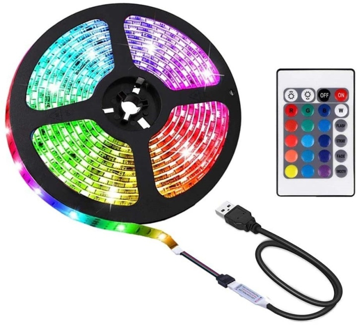 LED-strip, 1 Meter, RGB med fjärrkontroll, USB i gruppen HEMELEKTRONIK / Belysning / LED-slingor hos TP E-commerce Nordic AB (38-29301)