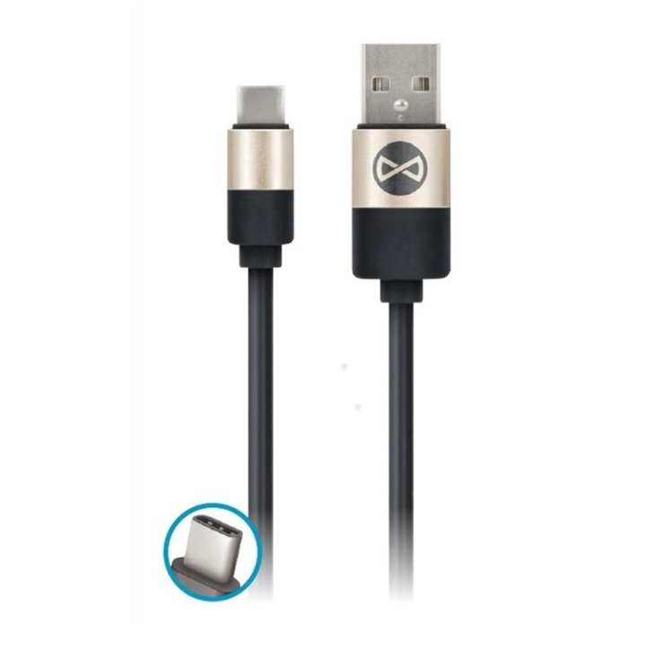 Forever USB C, 1 meter, Svart i gruppen SMARTPHONE & SURFPLATTOR / Laddare & Kablar / Kablar / Kablar Typ C hos TP E-commerce Nordic AB (38-29744)