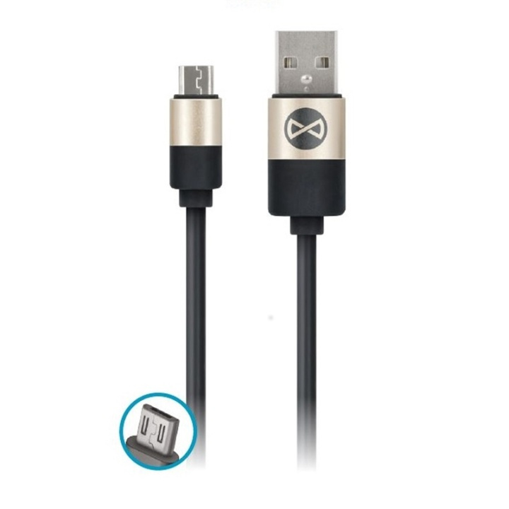 Forever Micro USB, 1 meter, Svart i gruppen SMARTPHONE & SURFPLATTOR / Laddare & Kablar / Kablar / Kablar microUSB hos TP E-commerce Nordic AB (38-29745)