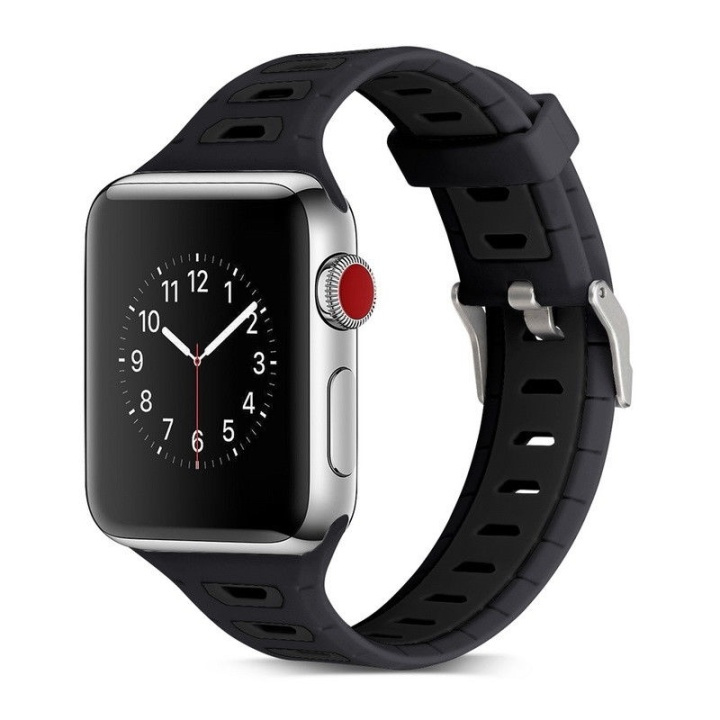 Silikon Klockarmband kompatibelt med Apple Watch, 42mm, Sport, Svart i gruppen SMARTPHONE & SURFPLATTOR / Träning, hem & fritid / Apple Watch & tillbehör / Tillbehör hos TP E-commerce Nordic AB (38-29812)