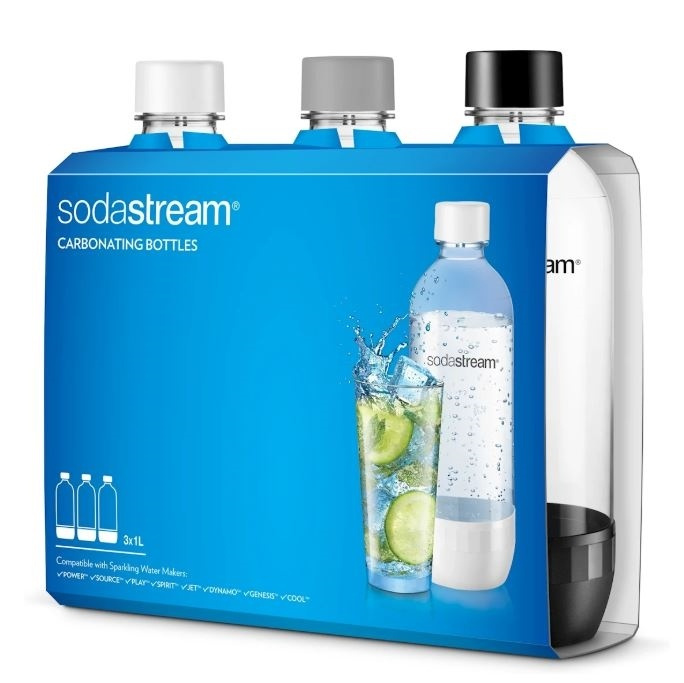 SodaStream PET-flaska 3 st 1L Sv/Vi/Si (1041300770) i gruppen HEM, HUSHÅLL & TRÄDGÅRD / Hushållsmaskiner / Vatten & Juice / Kolsyremaskiner / Tillbehör hos TP E-commerce Nordic AB (38-31227)